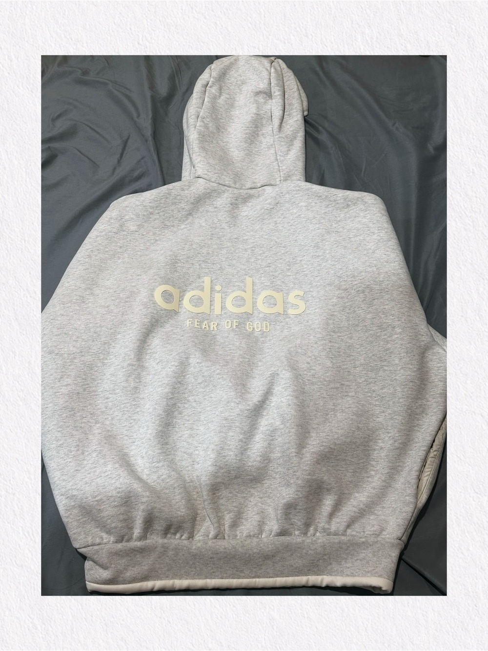 Limited edition of Fear of God x adidas Heavy Fleece Hoodie in oatmeal heather